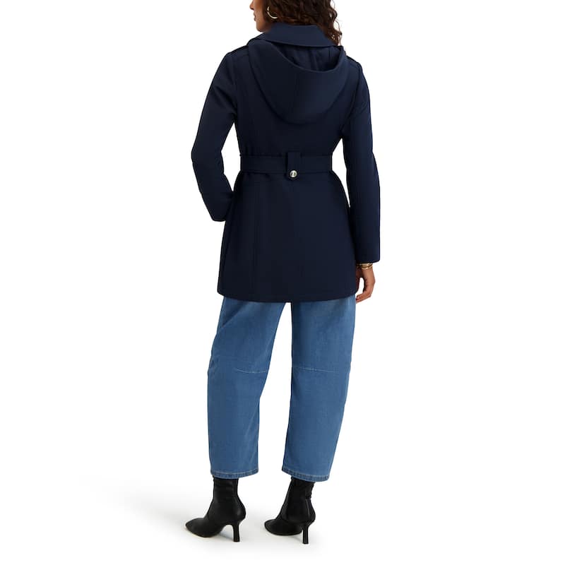 Kensie Water Resistant Hooded Soft Shell Jacket - Navy - S