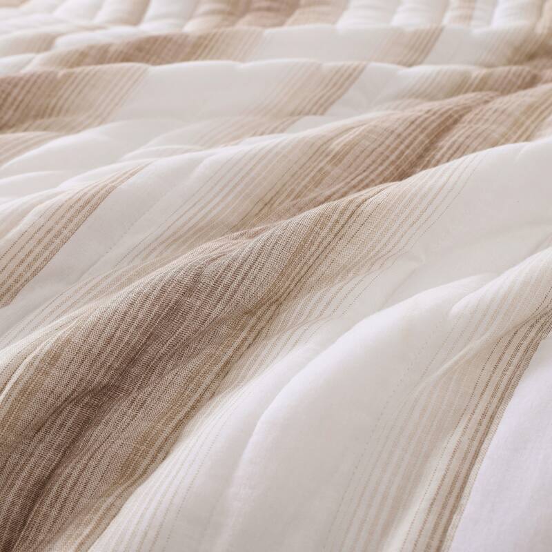 Tommy Bahama La Prisma Stripe Texture Reversible Cotton Bedding (Beige, 3 Piece Set)