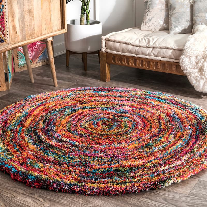 Nuloom Ardelle Colorful Swirl Shag Area Rug - 5'3" Round - Multi