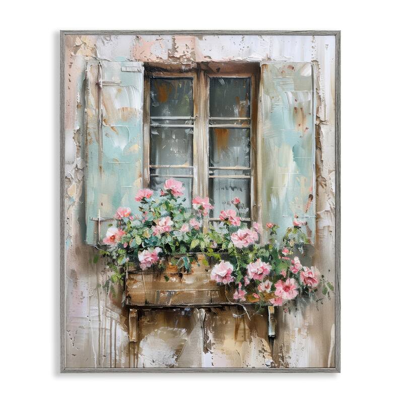 Stupell French Country Window Framed Giclee Art Design By Arlington Prints - 16 x 20 - Grey