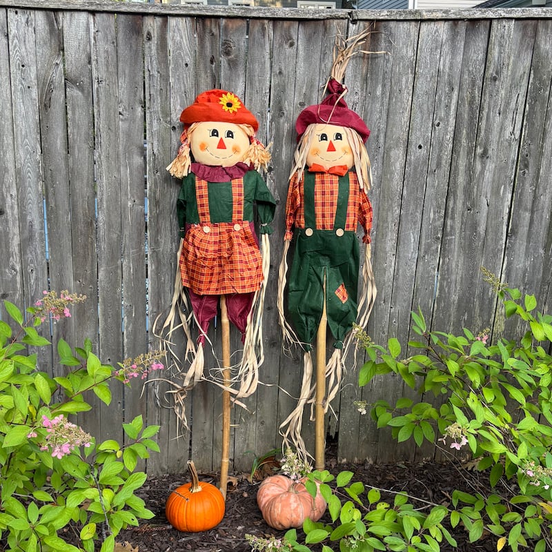 60" Boy & Girl Scarecrow on Pole, Set of 2