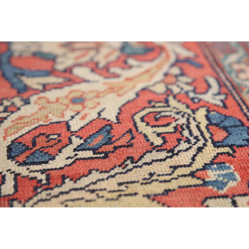 Hand Knotted Oriental 100% Wool Carpet Traditional Medallion Navy Blue & Blues Sarouk Area Rug - 11' 5'' X 8' 7''