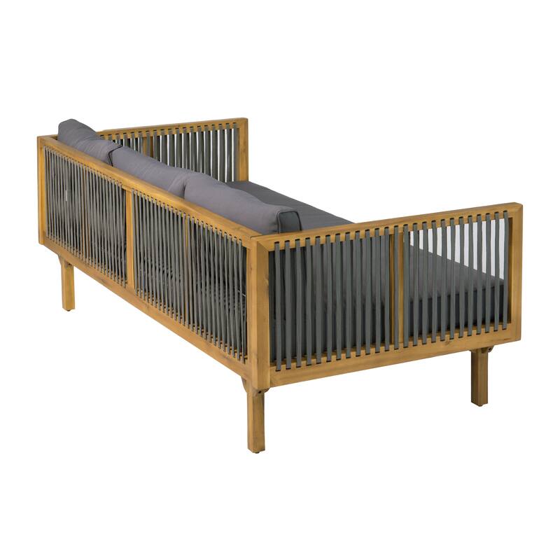 Christopher Knight Home - Acacia Wood Outdoor Patio Sofa with Rope Design