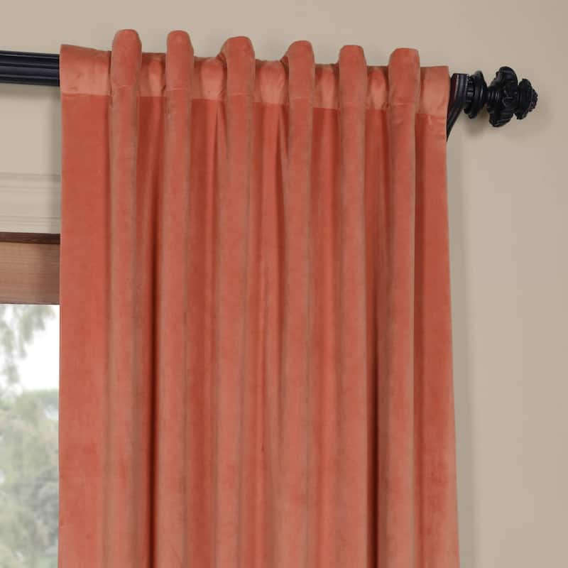 Exclusive Fabrics Signature Velvet Blackout Curtains (1 Panel) - Luxurious Single Drapery for Enhanced Light Blockage - 50 x 84 - Desert Coral