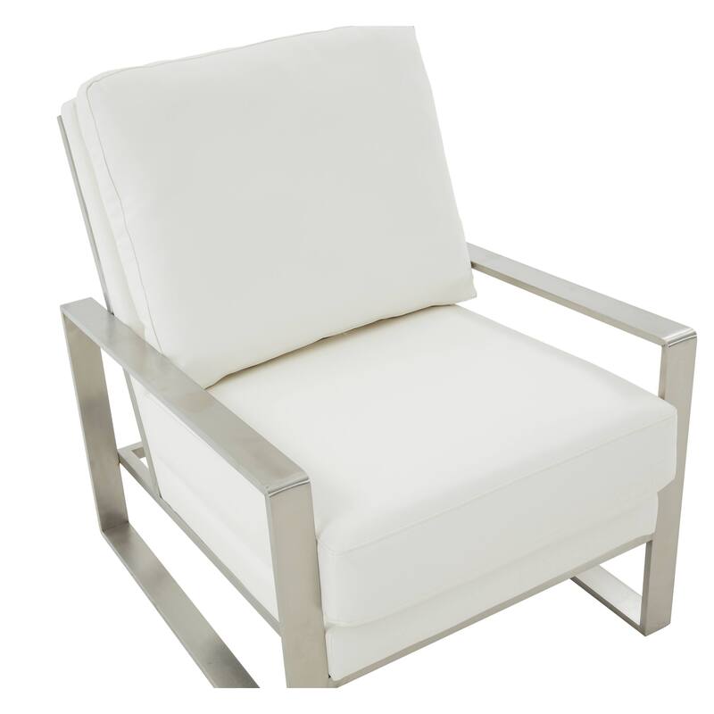 Jefferson Modern Velvet Accent Chair with Brushed Silver Frame, Plush Cushions, and Scratch-Resistant for Home or Office - 29.2