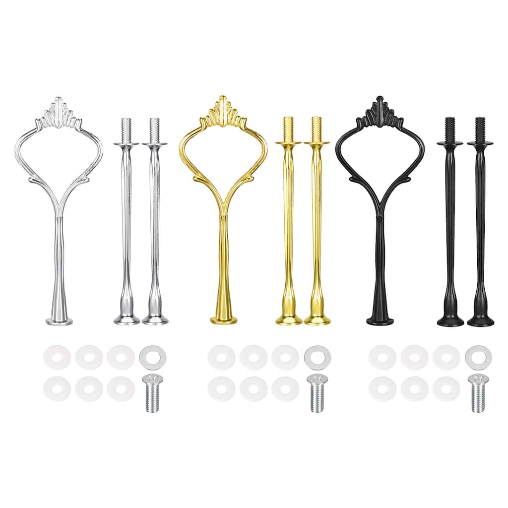 3 Sets Cake Tray Stand Handle Cupcake Dessert Plate Hardware Fitting Holder Rod Stand Handle, 3-Tiers Crown 3 Colors