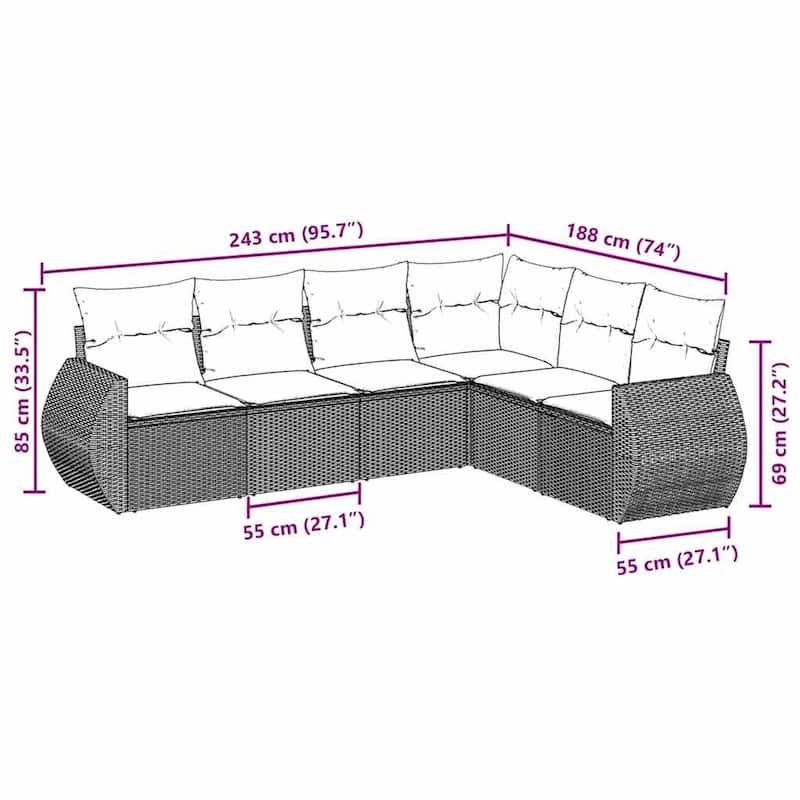 vidaXL Garden Sofa Set Black