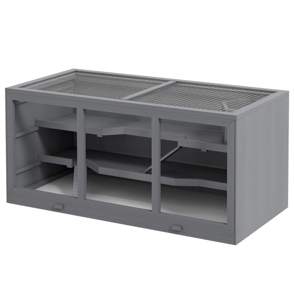 Wooden Hamster Cage with Multiple Levels, Clear Window and Tray - 45.25" L x 22.5" W x 21.75" H