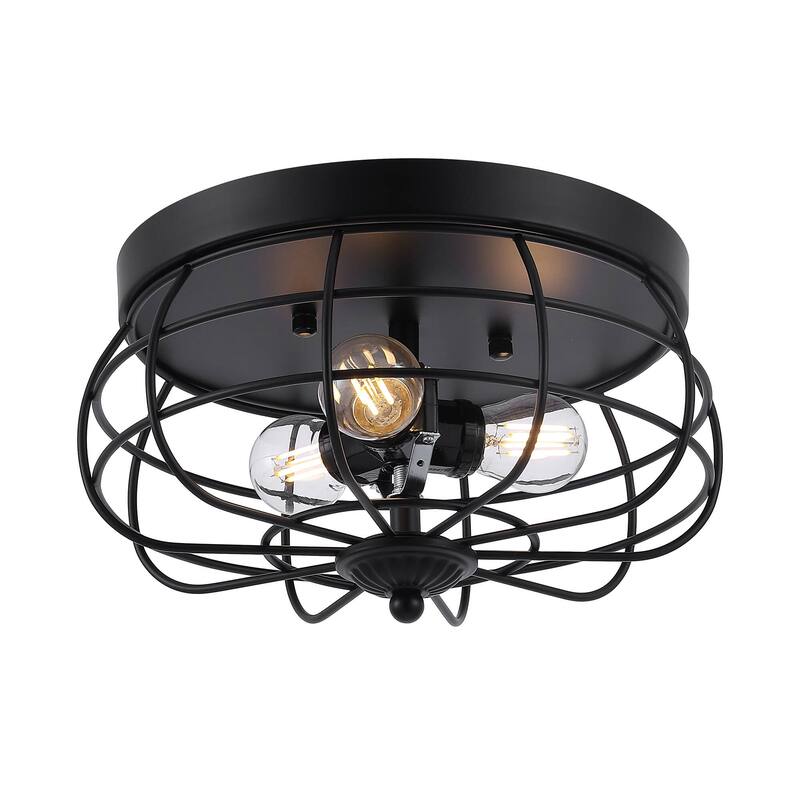 Black Retro Industrial Style Flush Mount Ceiling Light