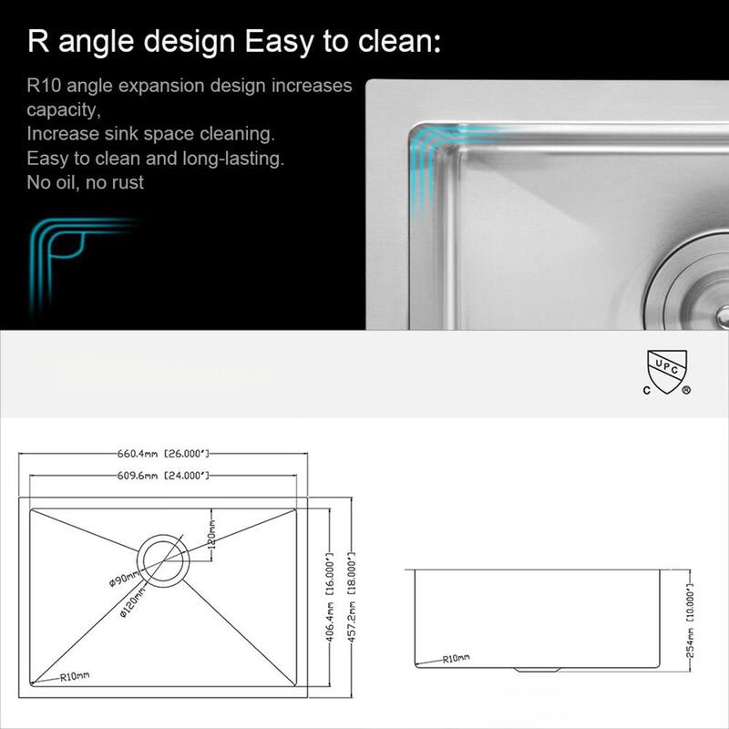 Undermount Kitchen Sink 16 Gauge 10 Inch Deep Single Bowl Kitchen Sink Basin