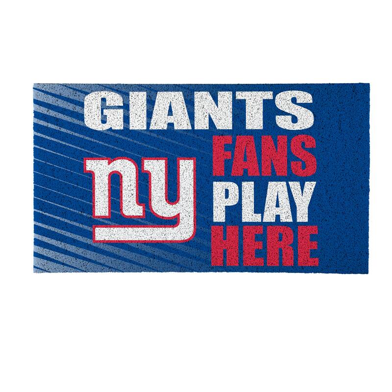 28 in. x 16 in. New York Giants "Fans Play Here" PVC Door Mat