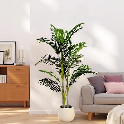 61" Artificial Palm Tree with Black Plastic Pot, Set of 2