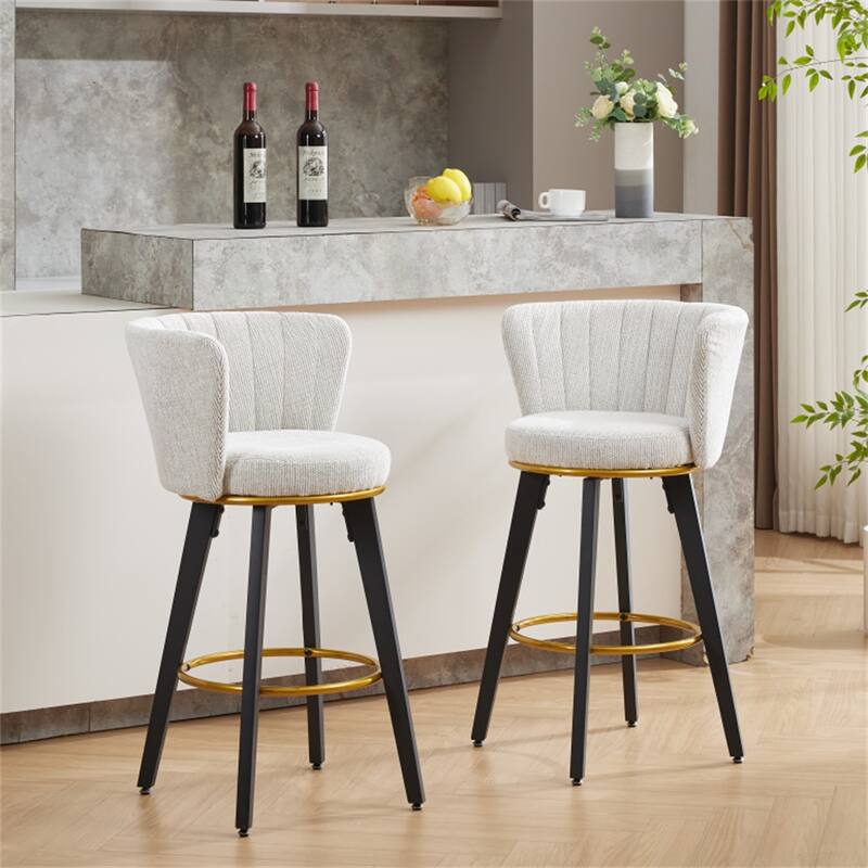 Counter Height Bar Stools Set of 2,360° Swivel Upholstered Barstools