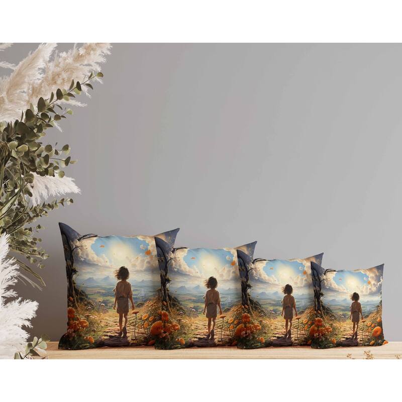 Curious Child Indoor/Outdoor Reversible Throw Pillow Multi