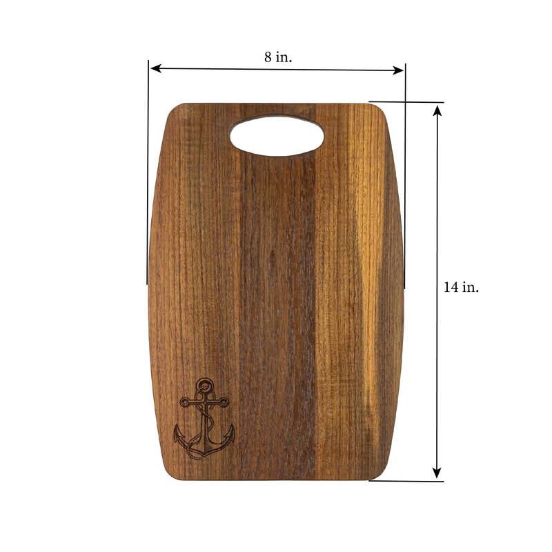 Teak Bread Board - Anchor - 8" W x 14" L x 1/2" Thick