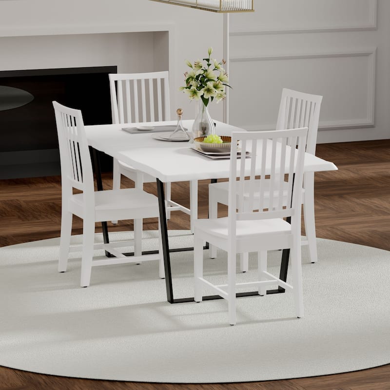 Solid Hand Finished Dining Chair with Backrest - 39" - White