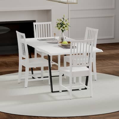 Solid Hand Finished Dining Chair with Backrest - 39" - White
