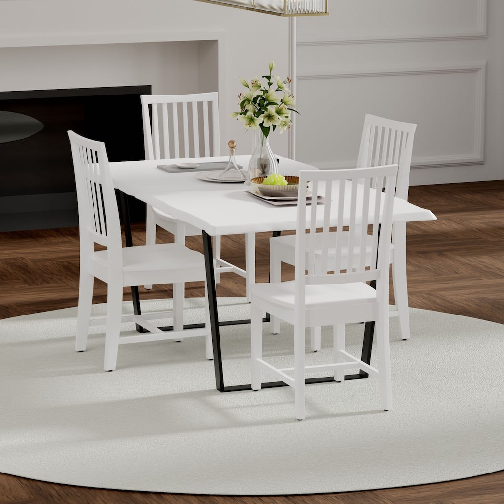 Solid Hand Finished Dining Chair with Backrest - 39" - White