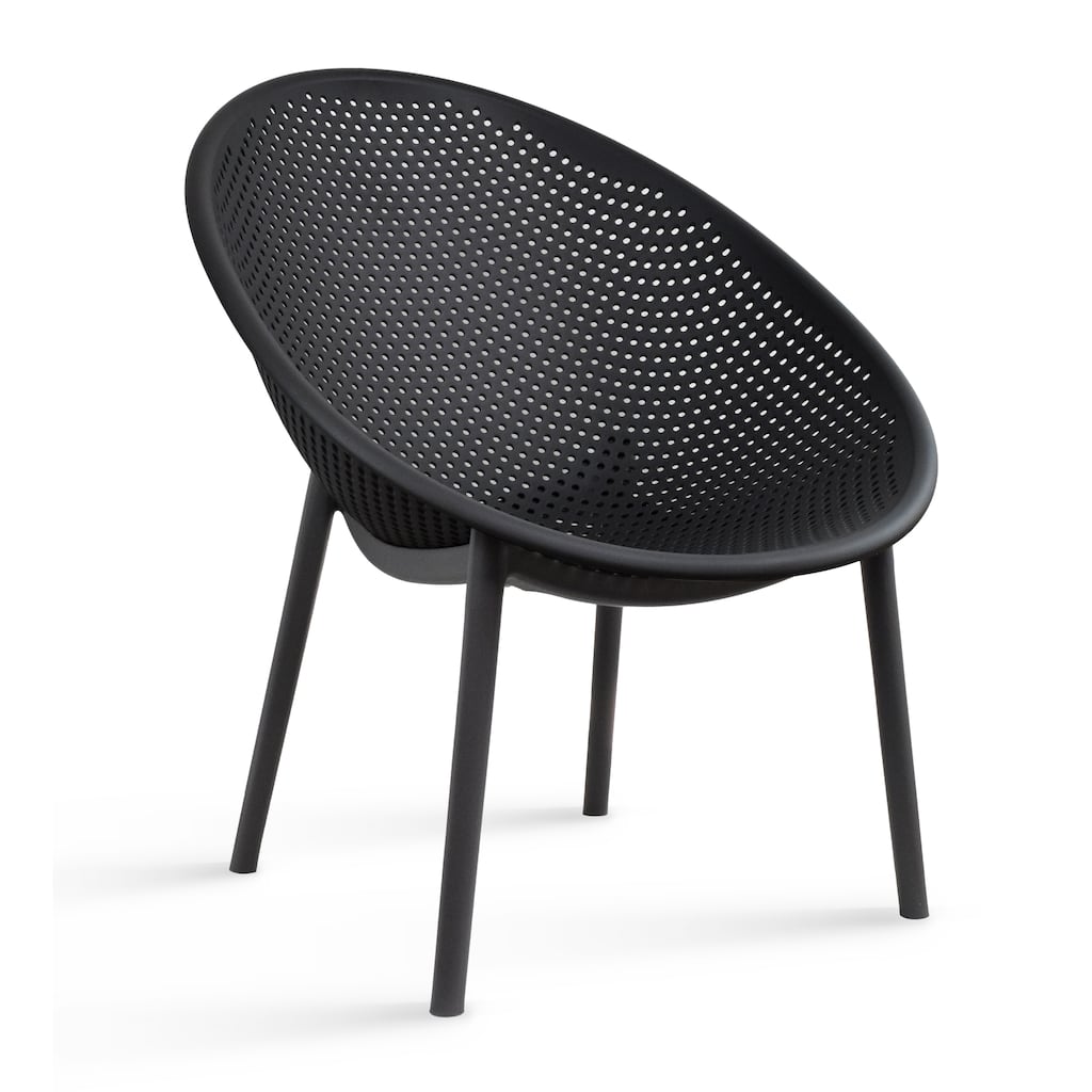 Mid-Century Modern Plastic Lounge Chair Plastic Legs with Breathable Perforated Egg Shaped Seat for Indoor/Outdoor Use