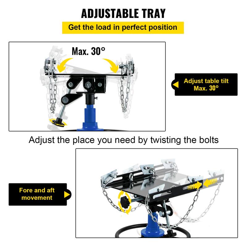 Transmission Jack, Hydraulic Telescopic Transmission Jack, 2-Stage Floor Jack Stand with Foot Pedal, 360° Swivel Wheel