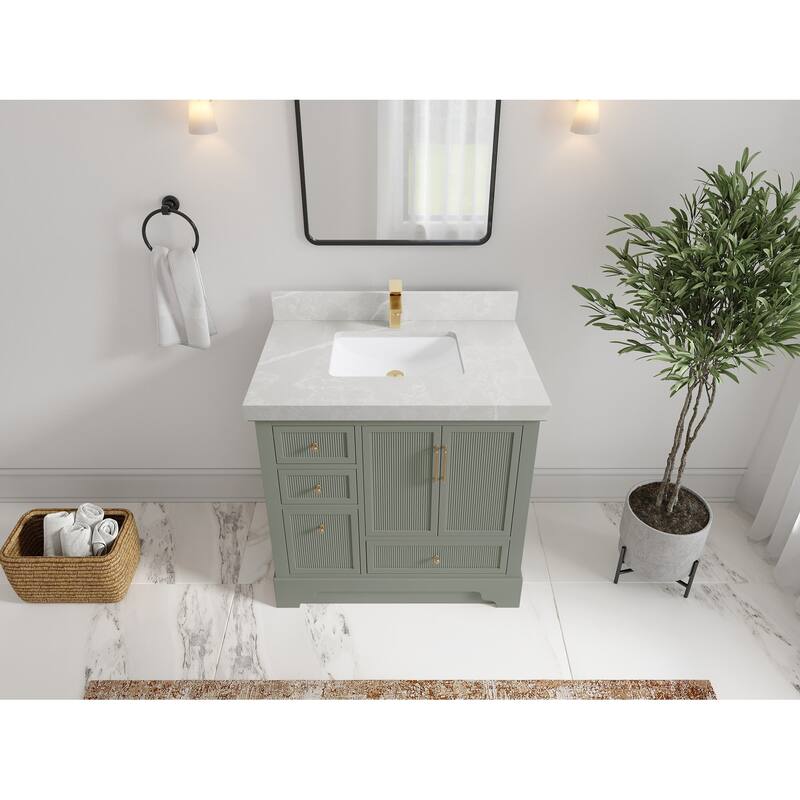 Willow Collections 36 in. W x 22 in. D Alys Center Sink Right Bathroom Vanity with Countertop