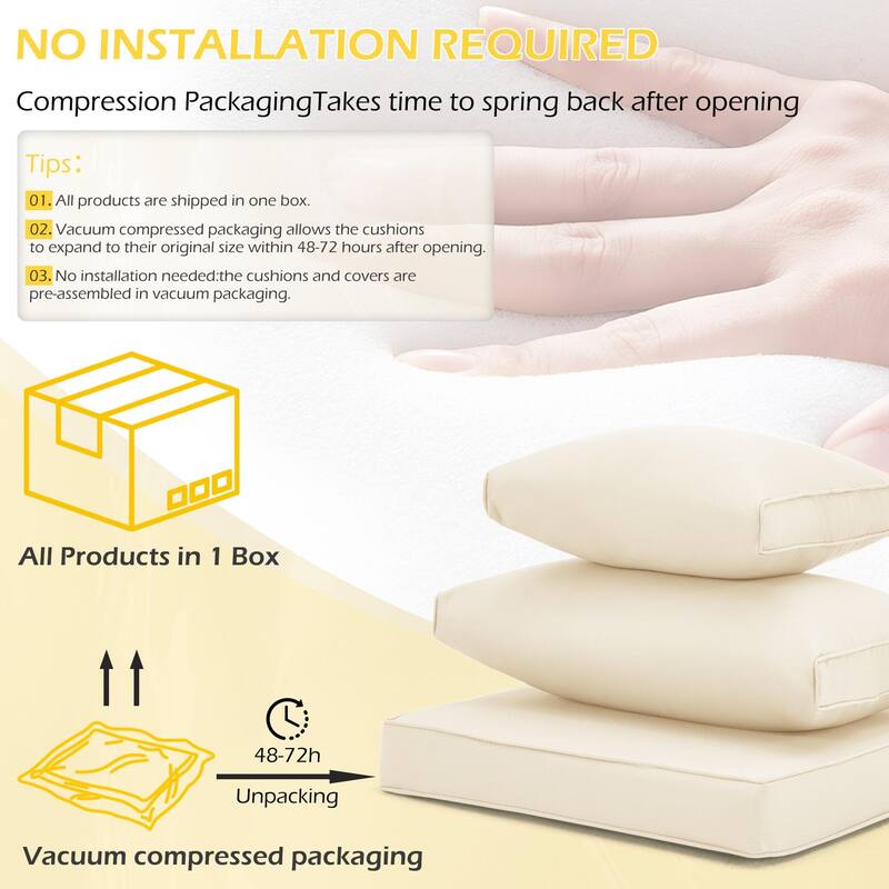 Outdoor Replacement Cushions for Patio Furniture, Waterproof & Non-Slip 4" Sofa Cushions, 6-Seat Conversation Sets, UV-Resistant