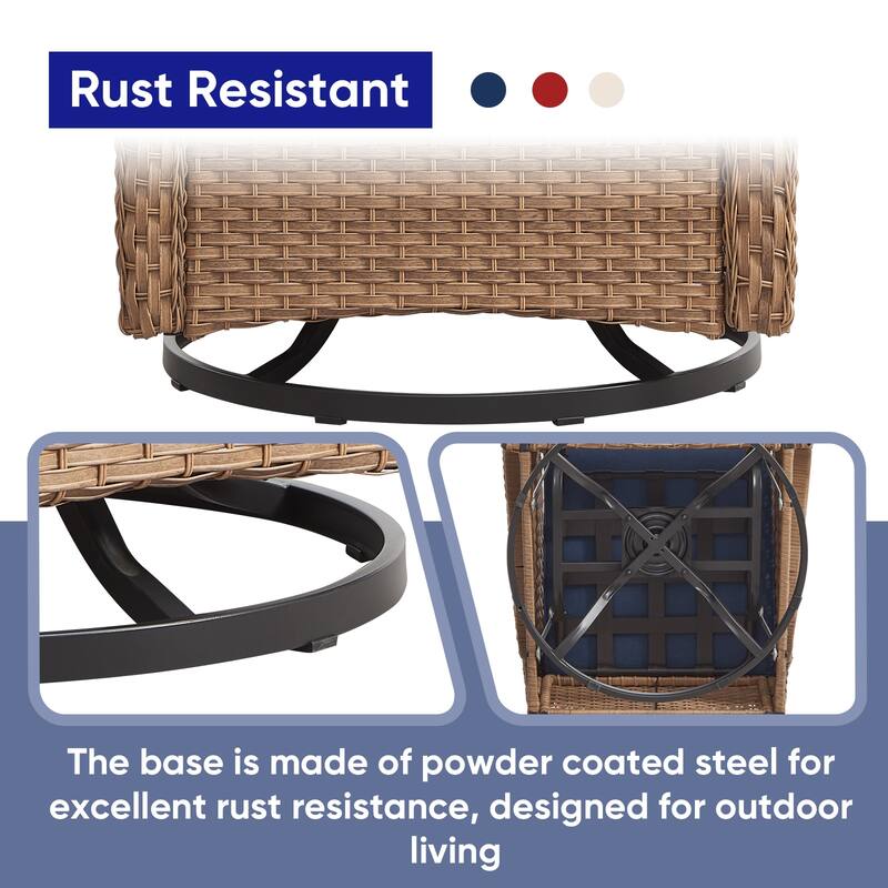 ArcoBay Wicker PE Rattan Outdoor Patio Swivel Glider Chairs with 4'' Olefin Cushions (2-Pack)