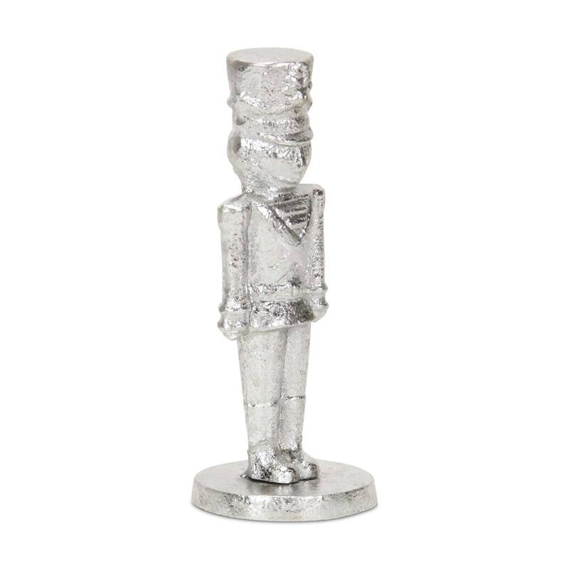 HomeRoots 7" Silver Cast Iron Christmas Nutcracker Figurine - 2.75 in. x 7.00 in. x 2.75 in.