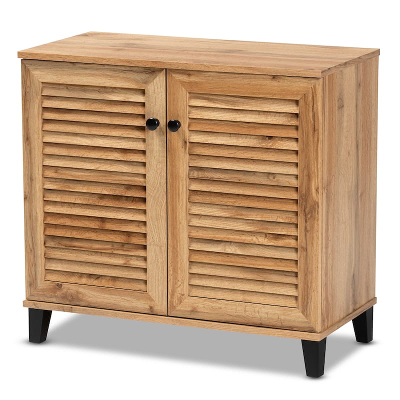 Coolidge Modern & Contemporary 2-Door Wood Shoe Storage Cabinet - Oak Brown, Dark Brown