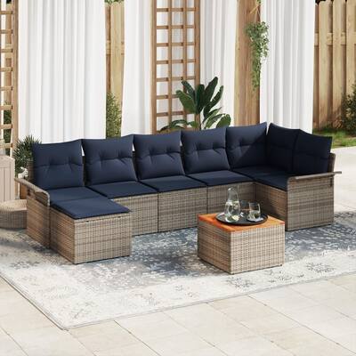 vidaXL 8 Piece Garden Sofa Set with Cushions - 117.1×52.2×27.2