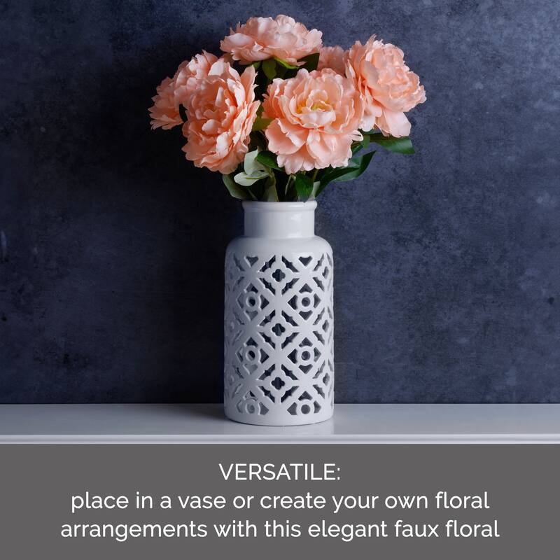 Elements Set of 6 Artificial Blush Peony, 18 Inch - N/A