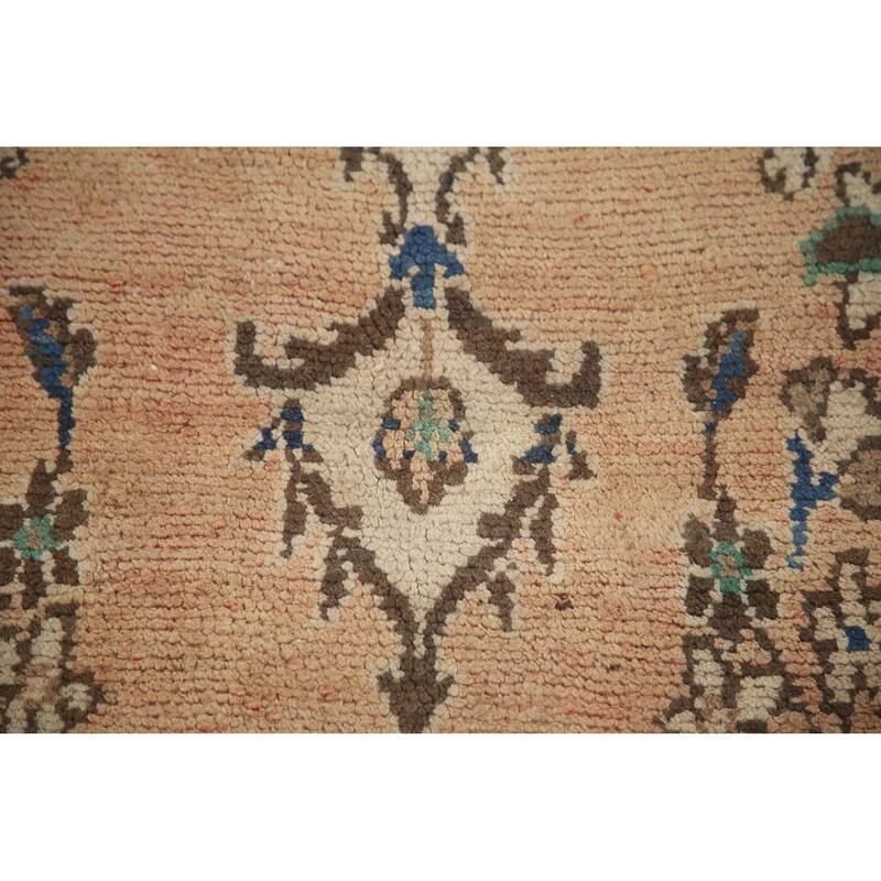 Hand Knotted Oriental 100% Wool Carpet Traditional Floral Peach Hamedan Area Rug - 10' 2'' X 6' 7''