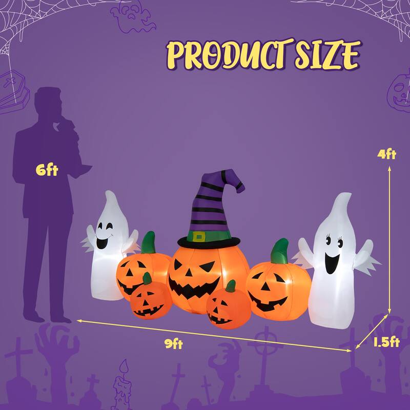 Costway 9FT Long Halloween Inflatable Pumpkins Self Inflating - See Details