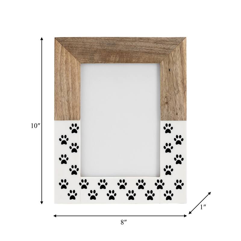 Sagebrook Home Picture Frame, Rustic Charm, Paw Print Design