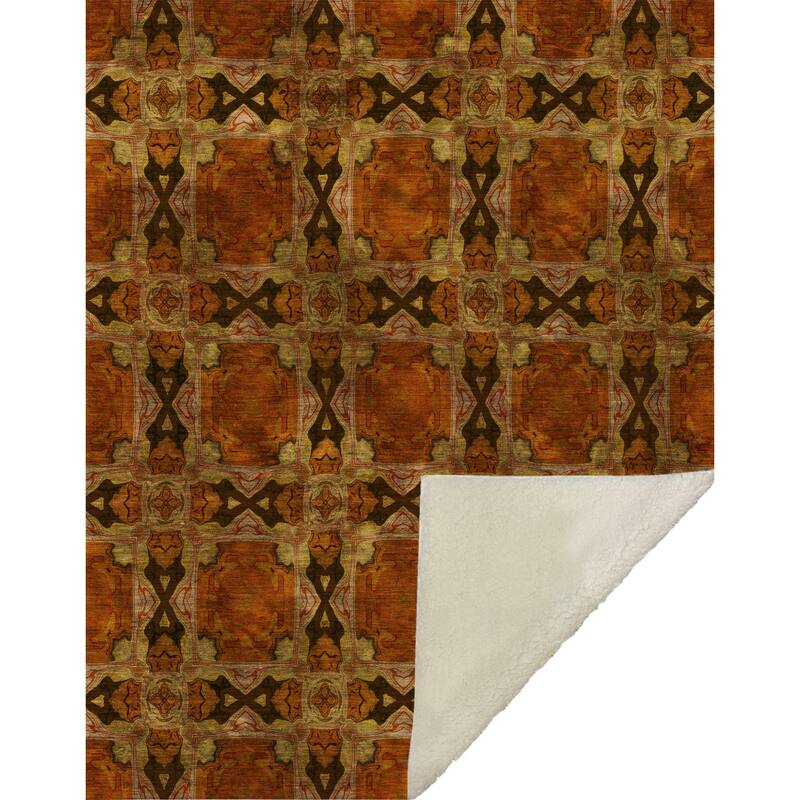 Premium Machine Washable Boho Moroccan Sherpa Throw Blanket