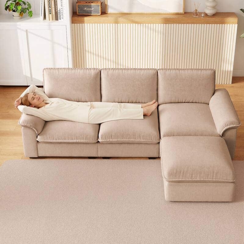 L-Shaped Computer Desk with 2 Cabinets and 2 Drawers, 11 Open Shelves and 1 Right Flip Shelf with Storage, with Power Outlet