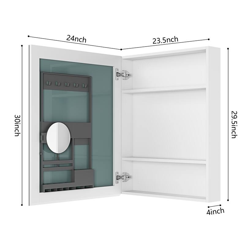 Topcraft Frameless Mirrored Medicine Cabinet in White