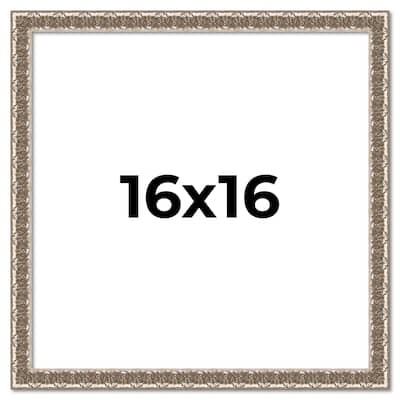 16x16 Frame Silver Versailles Ornate Solid Wood Picture Frame | 1 Inch