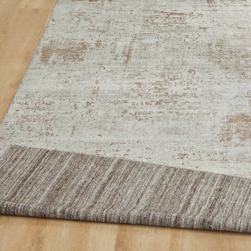 Urban Distress Abstract Brown Handmade Area Rug
