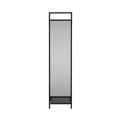 Sagebrook Home 63-inch Standing Mirror With Hooks, Black - 16" x 2" x 63"