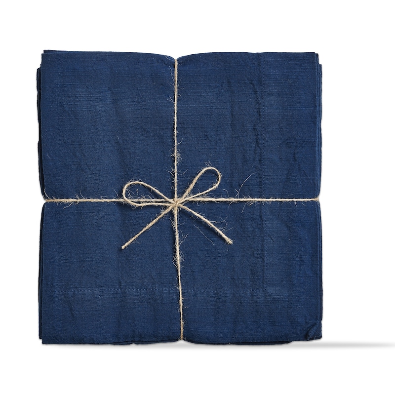 Navy Blue Threads Slub Napkin - Cotton Kitchen Textiles, Machine Washable, Perfect for Summer Dining, 20" x 20" - 20 x 20