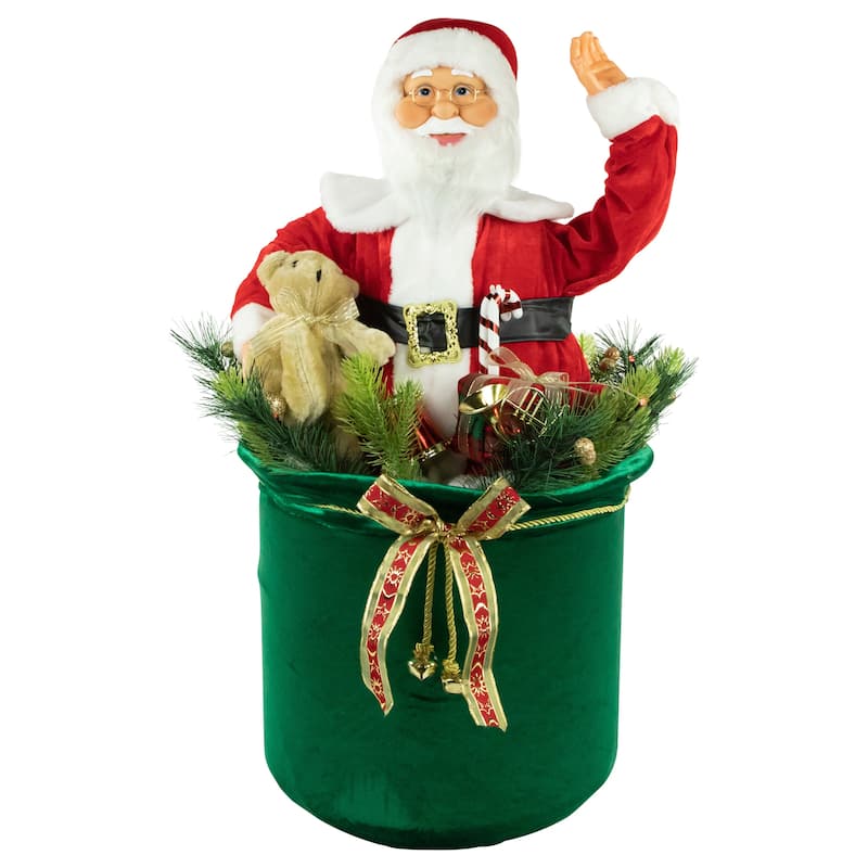 LED Lighted Animated Gift Bag with Santa Claus Christmas Figure - 32"