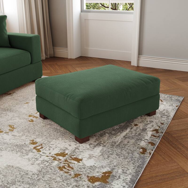 Modern Rectangle Oversized Stripe Corduroy Ottoman