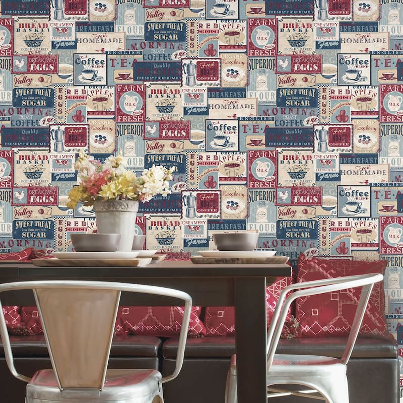 Galerie Wallcoverings Kitchen Recipes Breakfast Labels Vinyl on Non-woven Matte Wallpaper Roll