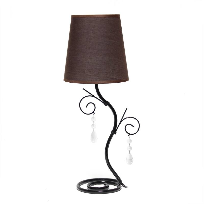 Winding Metal Table Lamp with Tapered Drum Shade - 19" - Black and Brown