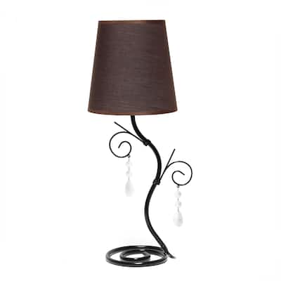 Winding Metal Table Lamp with Tapered Drum Shade - 19" - Black and Brown