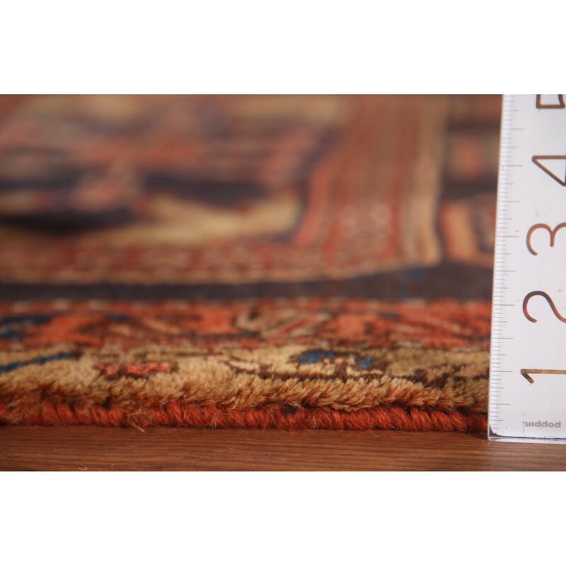 Blue Ardebil Persian Vintage Runner Rug Hand-knotted Wool Carpet - 3'6"x 11'1"