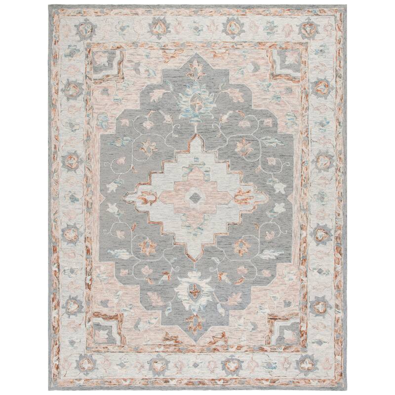 SAFAVIEH Handmade Anatolia Karolina Traditional Wool Rug - 8' x 10' - Grey/Rust
