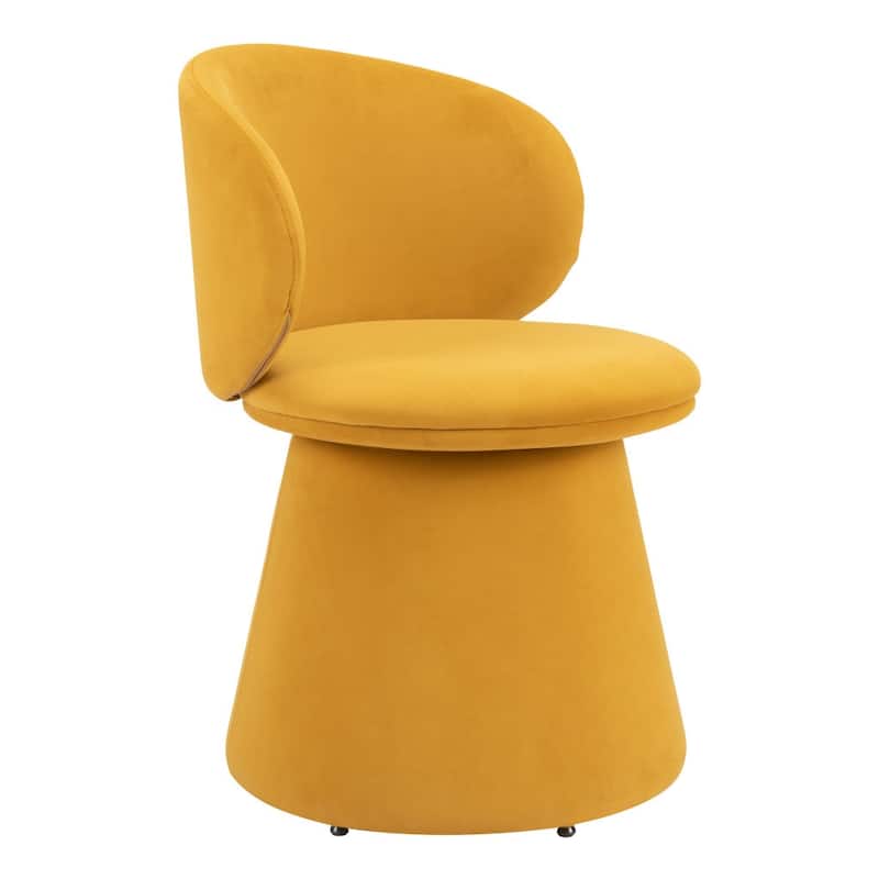 HomeRoots Orange Upholstered Velvet Swivel Dining Side Chair - 22.00 in. x 30.70 in. x 21.00 in.