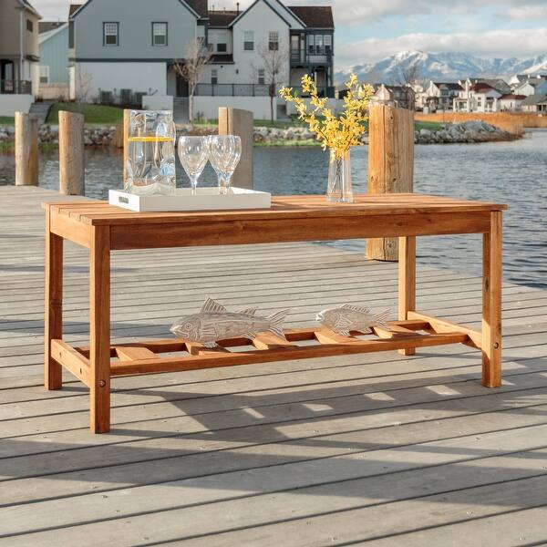 Shop Delacora We Bdwlbct Melbourne 47 Long Wood Outdoor Coffee Table Acacia Overstock 27589740